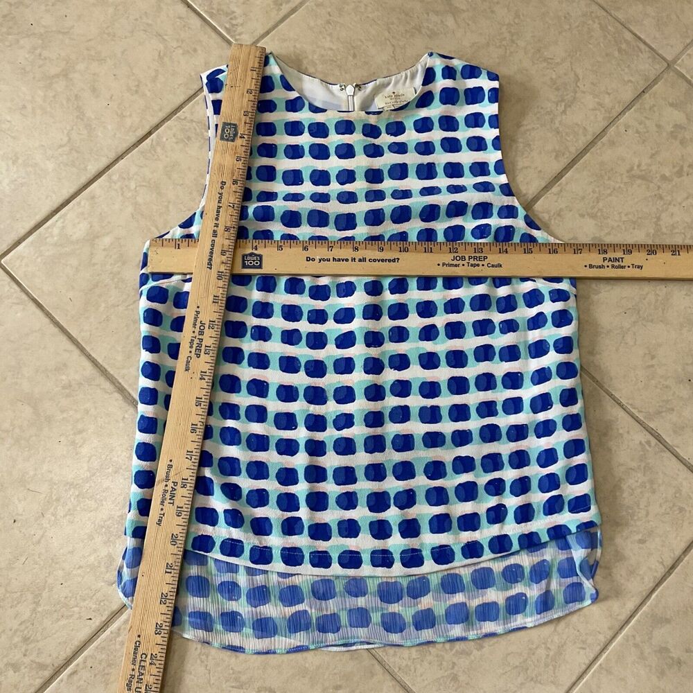 Kate Spade NY Island Stamp Dots Layered Top Tank XS Silk Blue White Sleeveless - Picture 6 of 8